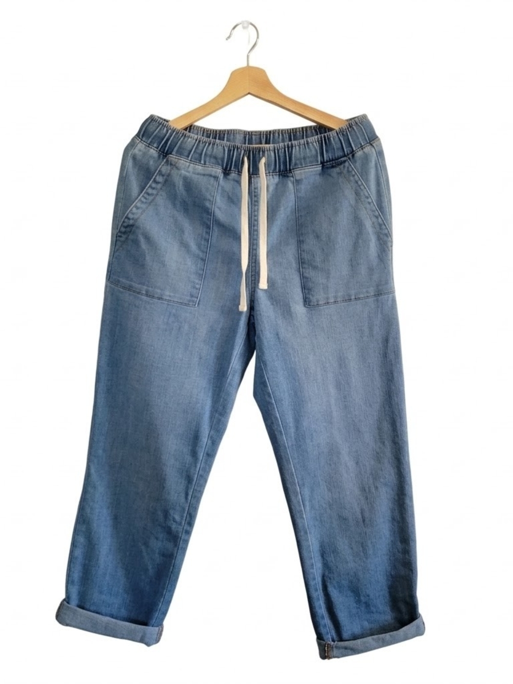 BUFFALO David Bitton Women's M Blue Drawstring Wide-Leg Denim Pants